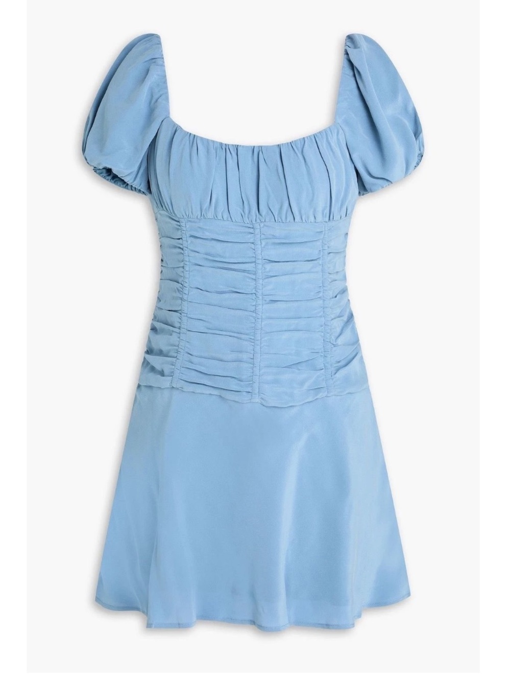 Staud Elba Mini Silk Dress - Slate Blue, size 4/S